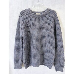 Gaeltarra Irish Wool Sweater Blue Donegal Fleck Waffle Knit Ireland 42
